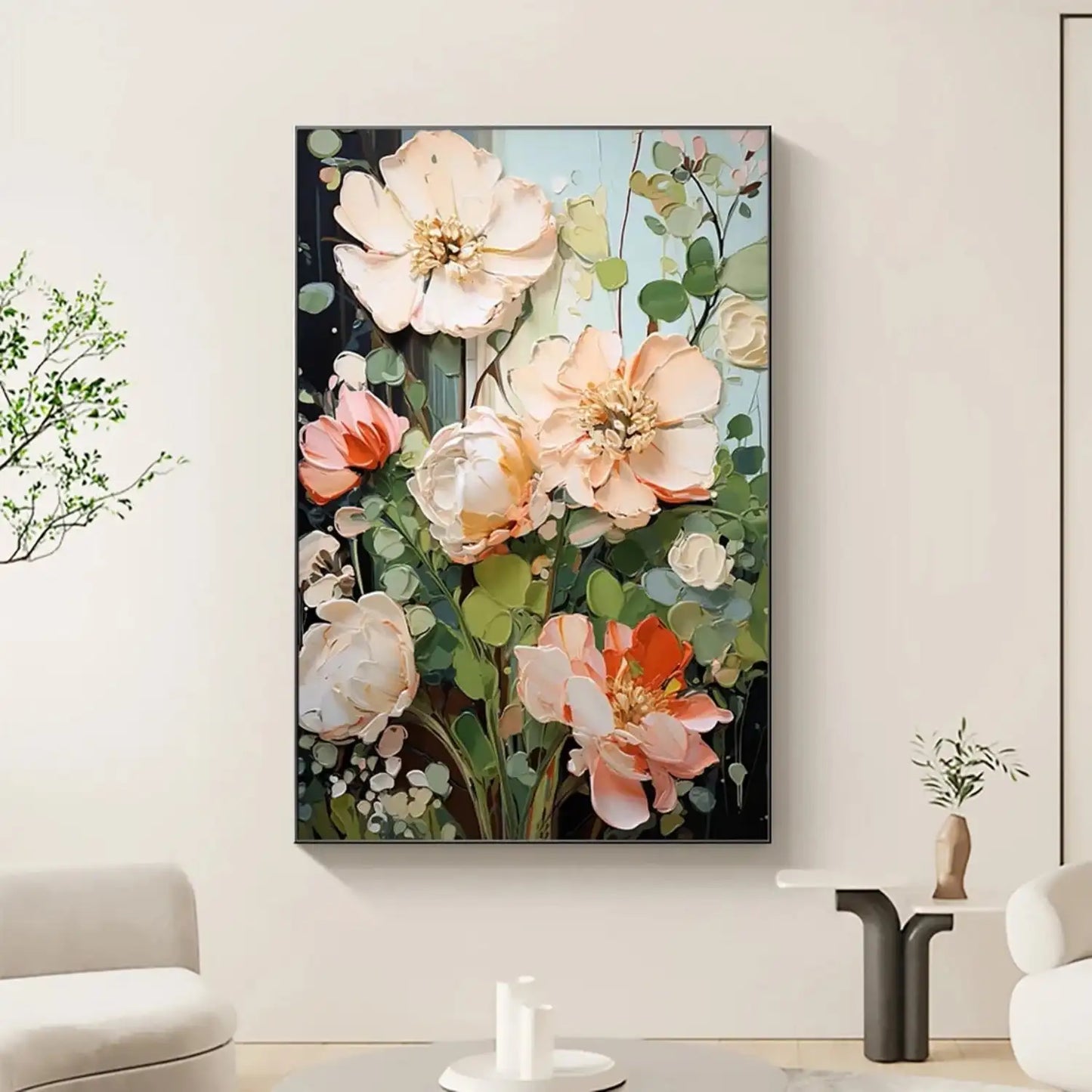 Colorful Flower & Tree Abstract Textured Wall Art #ML083