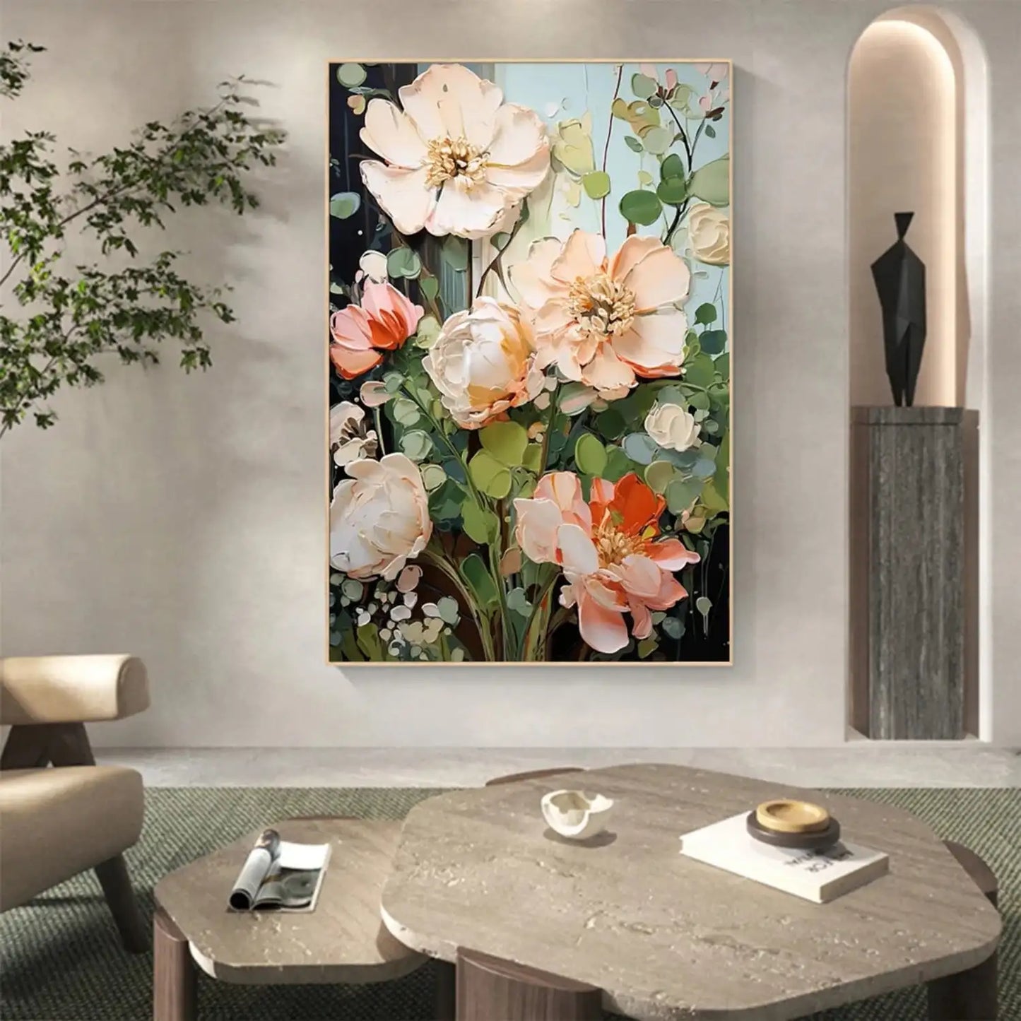 Colorful Flower & Tree Abstract Textured Wall Art #ML083